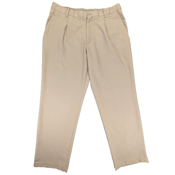 Nike Golf Khaki Pants 35x32 Men's Beige Pleated Straight Performance Sportswear - Picture 1 of 9